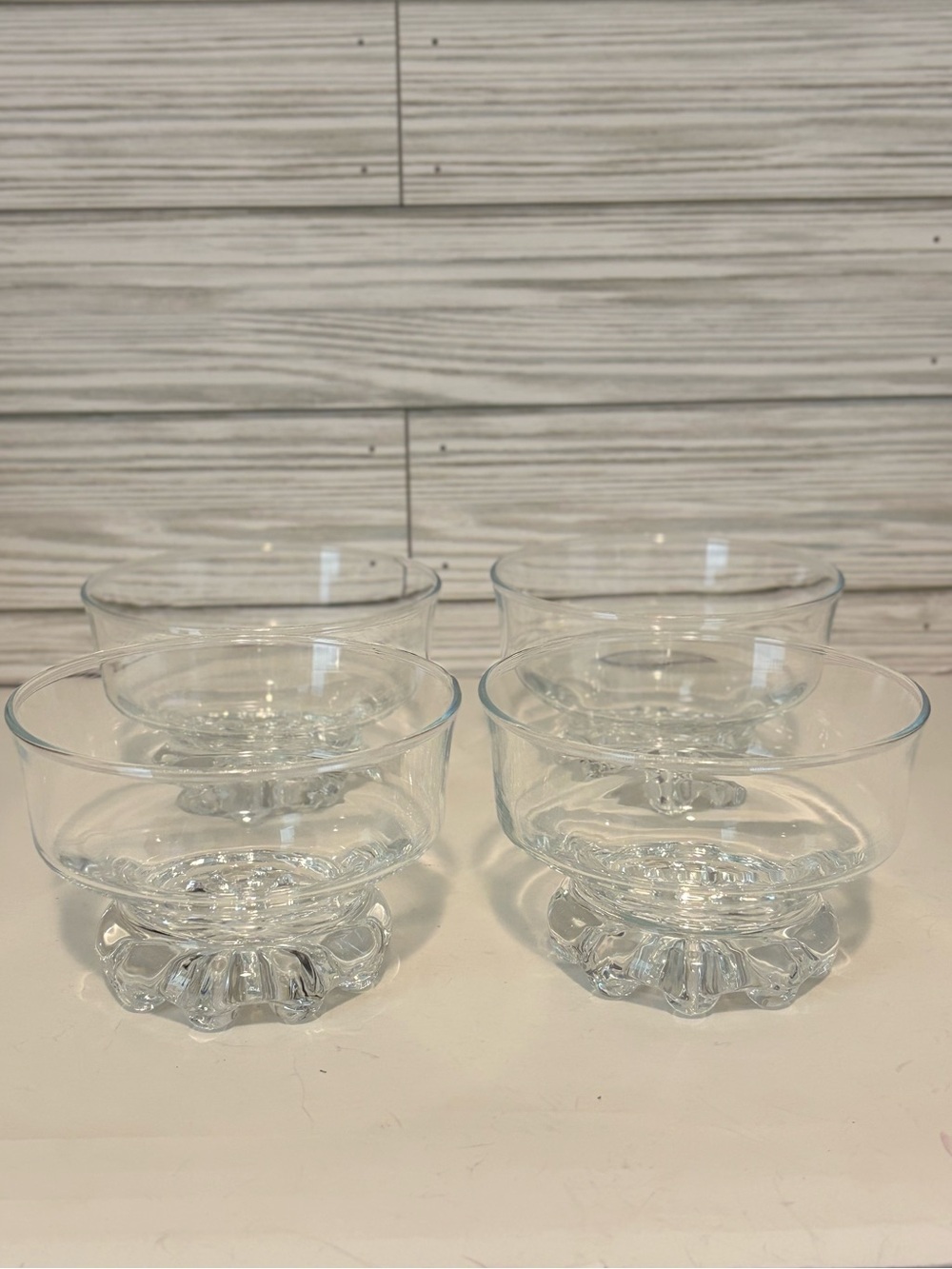 Set Of 4 Vtg Studio Nova Citadel Clear Bubble Pedestal Dessert Bowls Cups Japan
